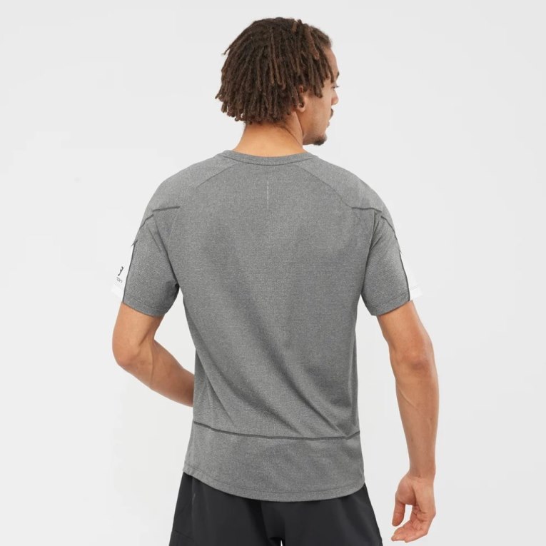 Grey Salomon Cross Run Graphic Short Sleeve Men's T-Shirts | IE YP6401